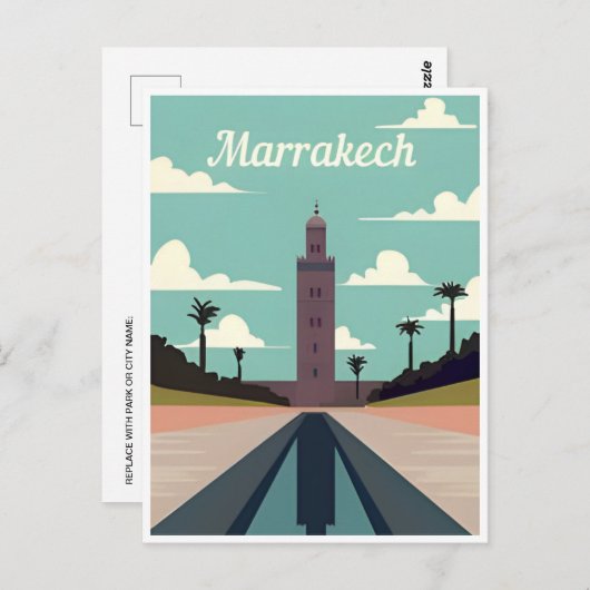ヴィンテージ旅行モロッコマロックツーリズムMarrakech ポストカード (正面/裏面)