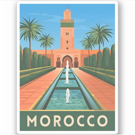ヴィンテージ旅行モロッコ北アフリカレトログラフィック シール (正面)