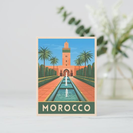 ヴィンテージ旅行モロッコ北アフリカレトログラフィック ポストカード (スタンド正面)