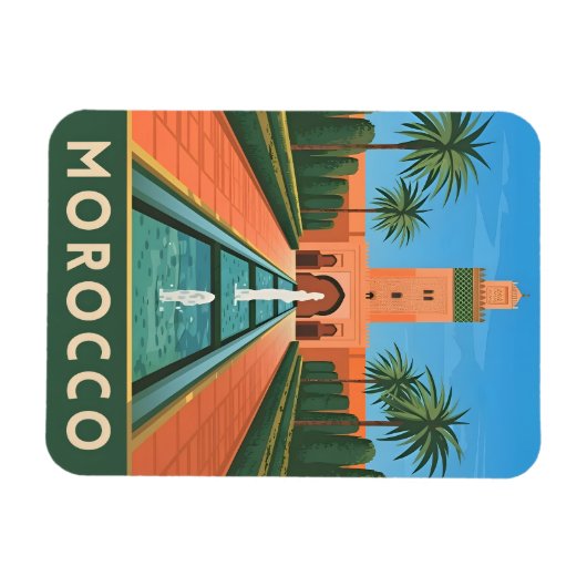 ヴィンテージ旅行モロッコ北アフリカレトログラフィック マグネット (横)