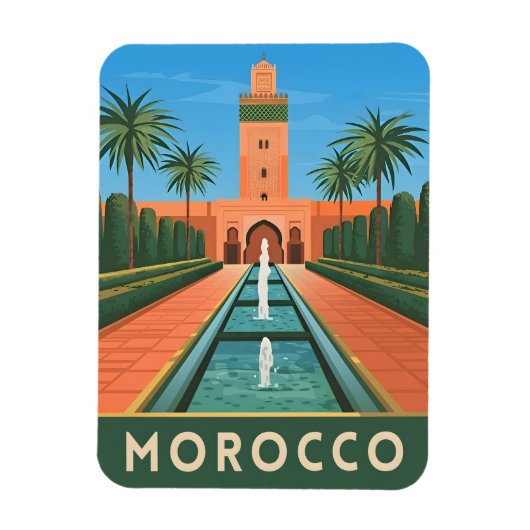 ヴィンテージ旅行モロッコ北アフリカレトログラフィック マグネット (縦)