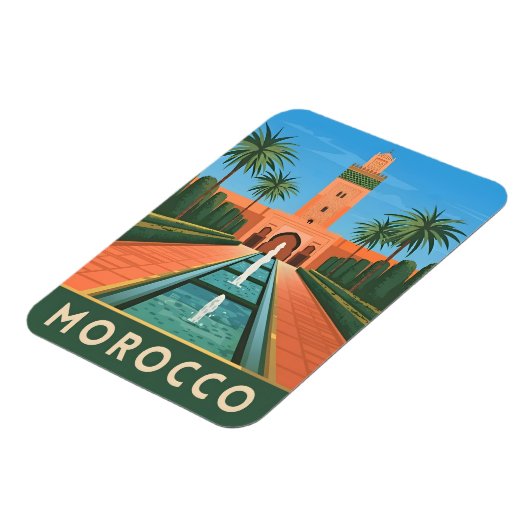 ヴィンテージ旅行モロッコ北アフリカレトログラフィック マグネット (左側)