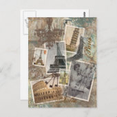 ヴィンテージ旅行ヨーロッパ写真パリイタリア ポストカード (正面/裏面)