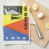 ヴィンテージ旅行ヨーロッパ、ワルシャワ（ワルシャワ）、ポーランド キッチンタオル (四つ折り)