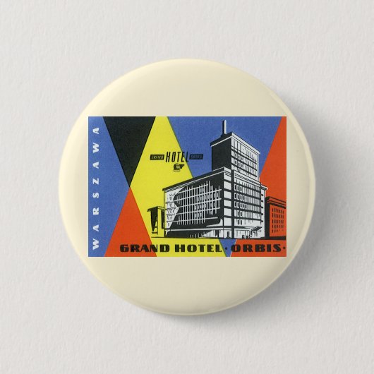 ヴィンテージ旅行ヨーロッパ、ワルシャワ（ワルシャワ）、ポーランド 缶バッジ (正面)