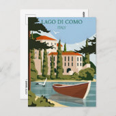 ヴィンテージ旅行ラゴディコモイタリアロンバルディア湖 ポストカード (正面/裏面)