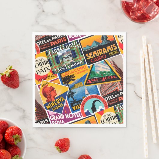 ヴィンテージ旅行ラベル スタンダードランチョンナプキン (インサイチュ)