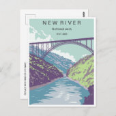 ヴィンテージ旅行レトロなニューリバー国立公園 ポストカード (正面/裏面)