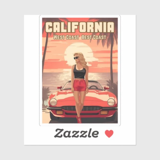 ヴィンテージ旅行レトロウェーブ80sカリフォルニアサンセット シール (シート)