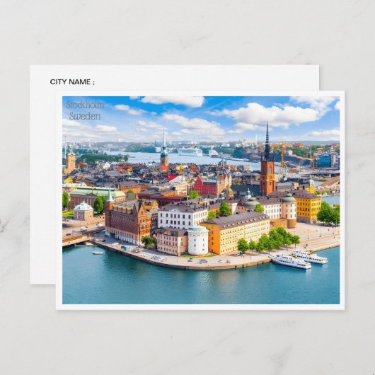 ヴィンテージ旅行レトロストックホルムスウェーデンスエード ポストカード (正面/裏面)