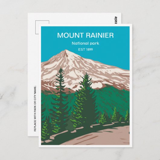 ヴィンテージ旅行レトロ山レイニア国立公園 ポストカード (正面/裏面)