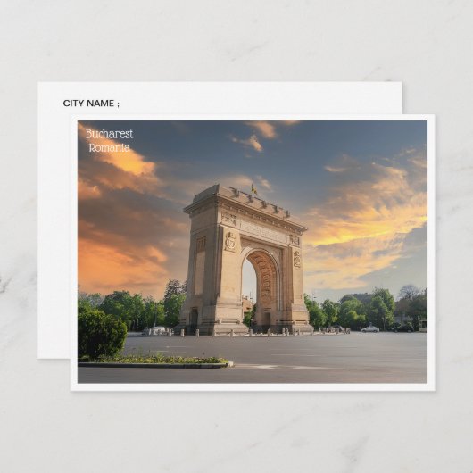 ヴィンテージ旅行レトロbucharestルーマニアRoumanie ポストカード (正面/裏面)