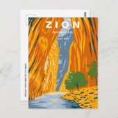 ヴィンテージ旅行レトロZION国立公園ユタ ポストカード (正面/裏面)