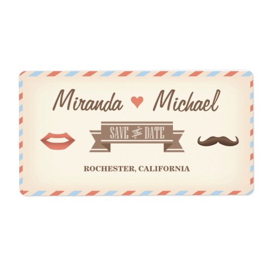 ヴィンテージ旅行保存日付住所 シール (正面)