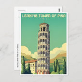 ヴィンテージ旅行傾いた塔のピサイタリア ポストカード (正面/裏面)