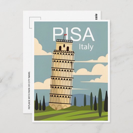 ヴィンテージ旅行傾いた塔のピサイタリア ポストカード (正面/裏面)