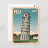 ヴィンテージ旅行傾いた塔のピサレトログラフィック ポストカード (正面/裏面)