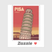 ヴィンテージ旅行傾いた塔のピサレトロ名勝 シール (シート)