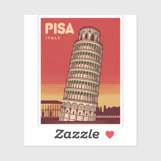 ヴィンテージ旅行傾いた塔のピサレトロ名勝 シール (シート)