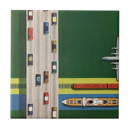 ヴィンテージ旅行兵站学の交通機関モードタイル タイル (正面)