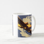 ヴィンテージ旅行及び輸送機飛んでいる械 コーヒーマグカップ (正面右)