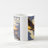 ヴィンテージ旅行及び輸送機飛んでいる械 コーヒーマグカップ (中央)