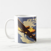 ヴィンテージ旅行及び輸送機飛んでいる械 コーヒーマグカップ (左)