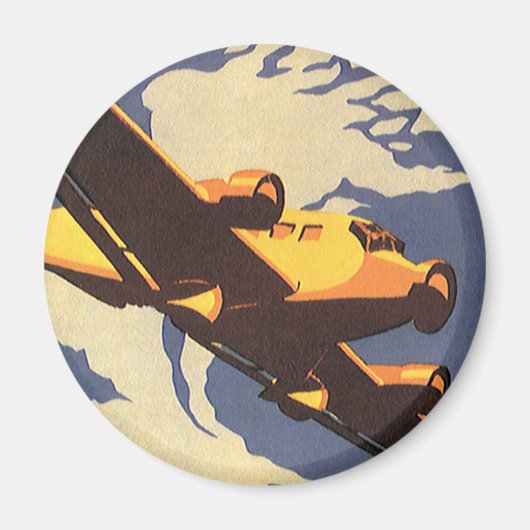 ヴィンテージ旅行及び輸送機飛んでいる械 マグネット (正面)