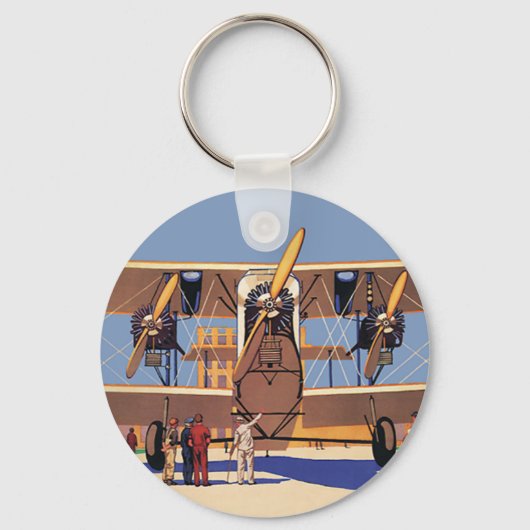 ヴィンテージ旅行及び輸送用二面飛行機 キーホルダー (正面)