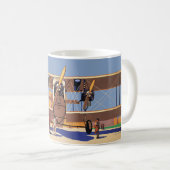 ヴィンテージ旅行及び輸送用二面飛行機 コーヒーマグカップ (正面右)