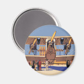 ヴィンテージ旅行及び輸送用二面飛行機 マグネット (正面/裏面)