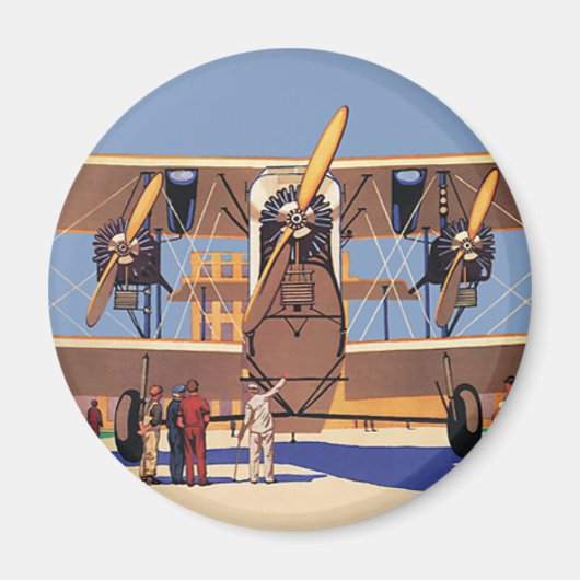 ヴィンテージ旅行及び輸送用二面飛行機 マグネット (正面)