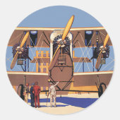 ヴィンテージ旅行及び輸送用二面飛行機 ラウンドシール (正面)