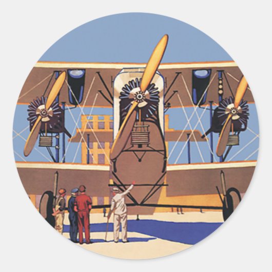 ヴィンテージ旅行及び輸送用二面飛行機 ラウンドシール (正面)