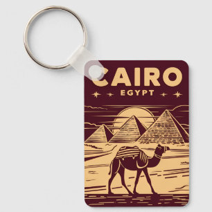 ヴィンテージ旅行古代エジプトのピラミッドレトログラフィック キーホルダー