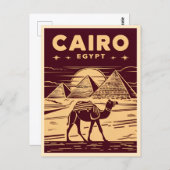 ヴィンテージ旅行古代エジプトのピラミッドレトログラフィック ポストカード (正面/裏面)