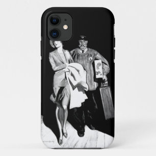 ヴィンテージ旅行女性のBellhopのスーツケースの荷物の人 iPhone 11 ケース