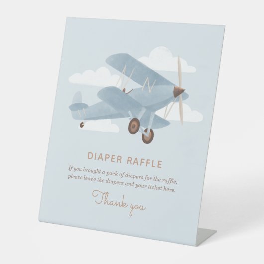 ヴィンテージ旅行少年ベビーシャワーオムツラッフル 台座サイン (正面)
