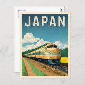 ヴィンテージ旅行日本列車レトログラフィック風景 ポストカード (正面/裏面)