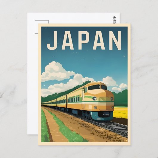 ヴィンテージ旅行日本列車レトログラフィック風景 ポストカード (正面/裏面)
