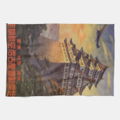 ヴィンテージ旅行日本塔日本の飛行機 キッチンタオル (横)