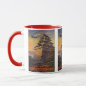 ヴィンテージ旅行日本塔日本の飛行機 マグカップ (左)