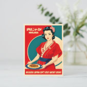 ヴィンテージ旅行日本食ユーモアレトログラフィック ポストカード (スタンド正面)