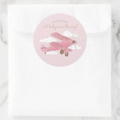 ヴィンテージ旅行機女の子ベビーシャワー ラウンドシール (バッグ)