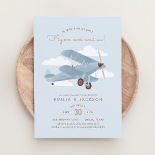 ヴィンテージ旅行機性別の表示パーティー 招待状