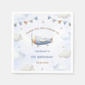 ヴィンテージ旅行機誕生日パーティナプキン スタンダードカクテルナプキン (正面)