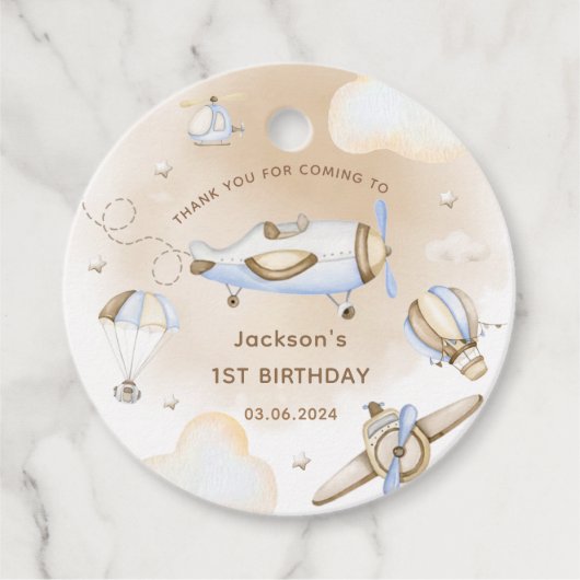 ヴィンテージ旅行機誕生日パーティーメッセージカード フェイバータグ (正面)