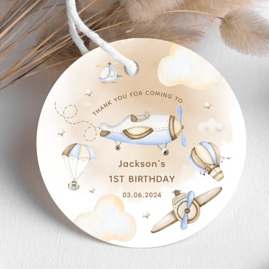 ヴィンテージ旅行機誕生日パーティーメッセージカード フェイバータグ