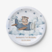 ヴィンテージ旅行機誕生日パーティー ペーパープレート (正面)