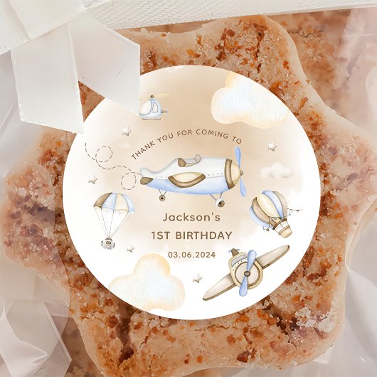 ヴィンテージ旅行機誕生日パーティー ラウンドシール